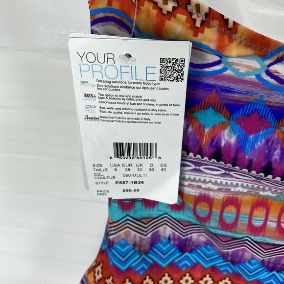 New Profile by Gottex Santa Fe Underwire Halter Tankini Swim Top Womens‎ Size 8 - Picture 5 of 8